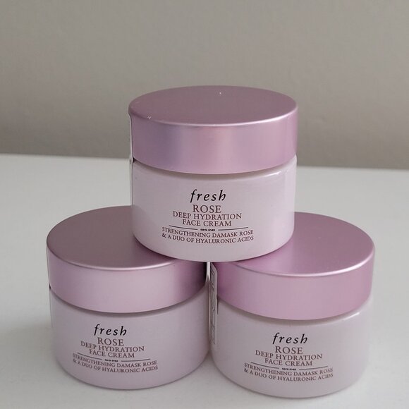 Fresh Rose Deep Hydration Face Cream .5 oz / 15 ml Lot of 3 Travel Size NEW - Picture 2 of 5